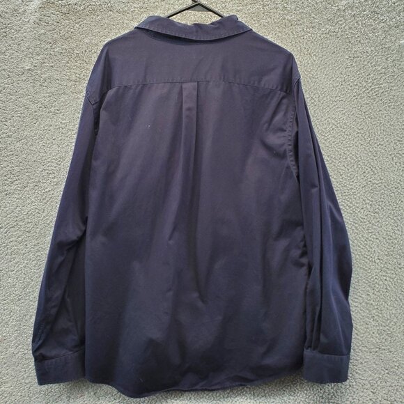 Lands End Mens Long Sleeve Button Up Size XL 17-17 1/2 Blue Denim Shirt Pocket - Picture 6 of 7